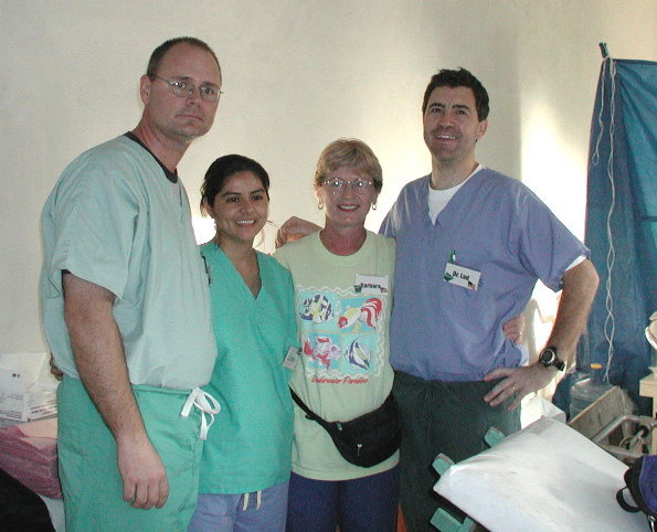 The Dental Team: Dr. Doshier, Leni' (Honduran Dentist), Barb Sims and Dr. Frank Brooks.